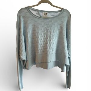 Planet by Lauren G Light Blue Textured Top Crop Soft Prima Cotton Fits M/L